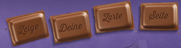 Milka-Schokostückchen mit der Aufschrift